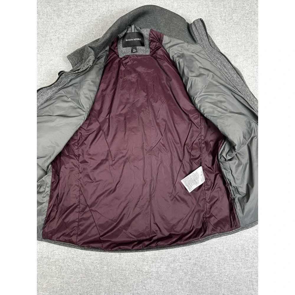Banana Republic Vest Mens XL Gray Wool‎ Quilted Insulated Full Zip Pockets Warm